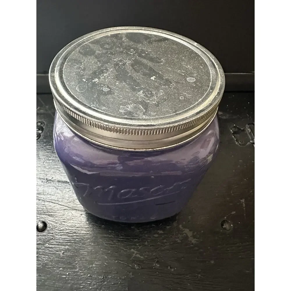 Mason Craft - Blue Glass Storage Canister Jar Metal Lid
